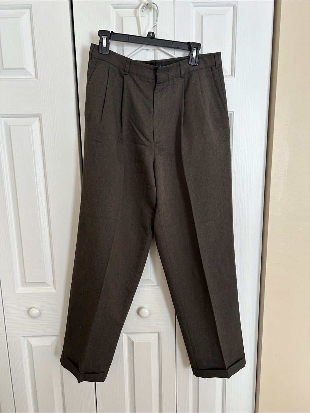 Perry Ellis Men's Pleated Dress Pants — Dark Brown